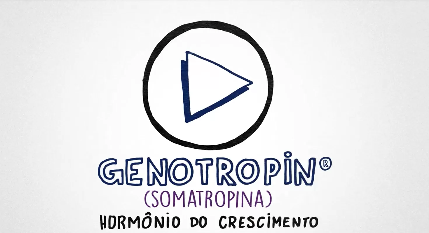 Imagem com um botão e abaixo o nome Genotropin